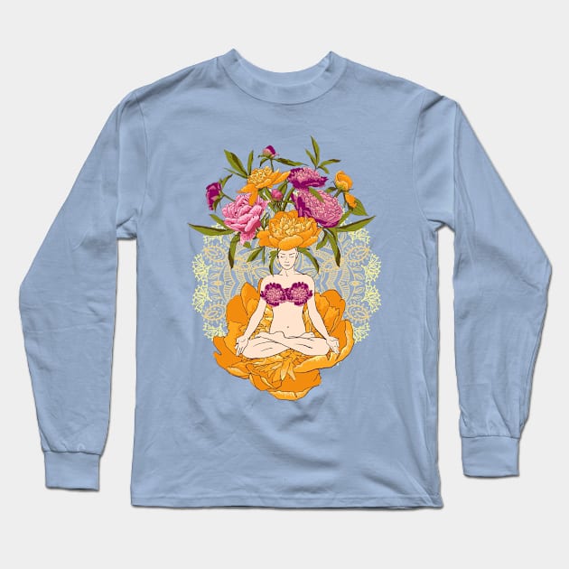 Yoga Flowers #3 Long Sleeve T-Shirt by Olga Berlet